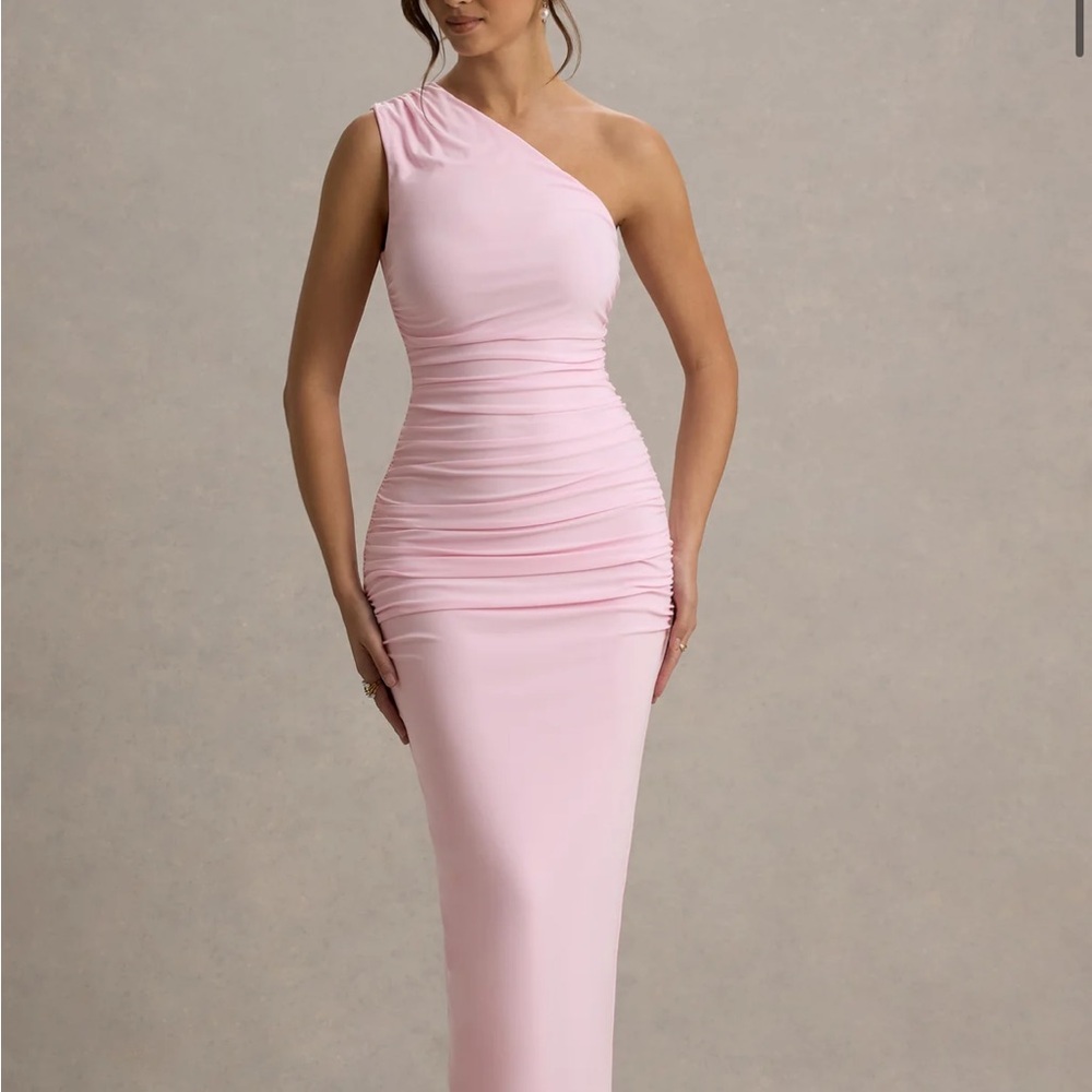 Chic One-Shoulder Pink Dress